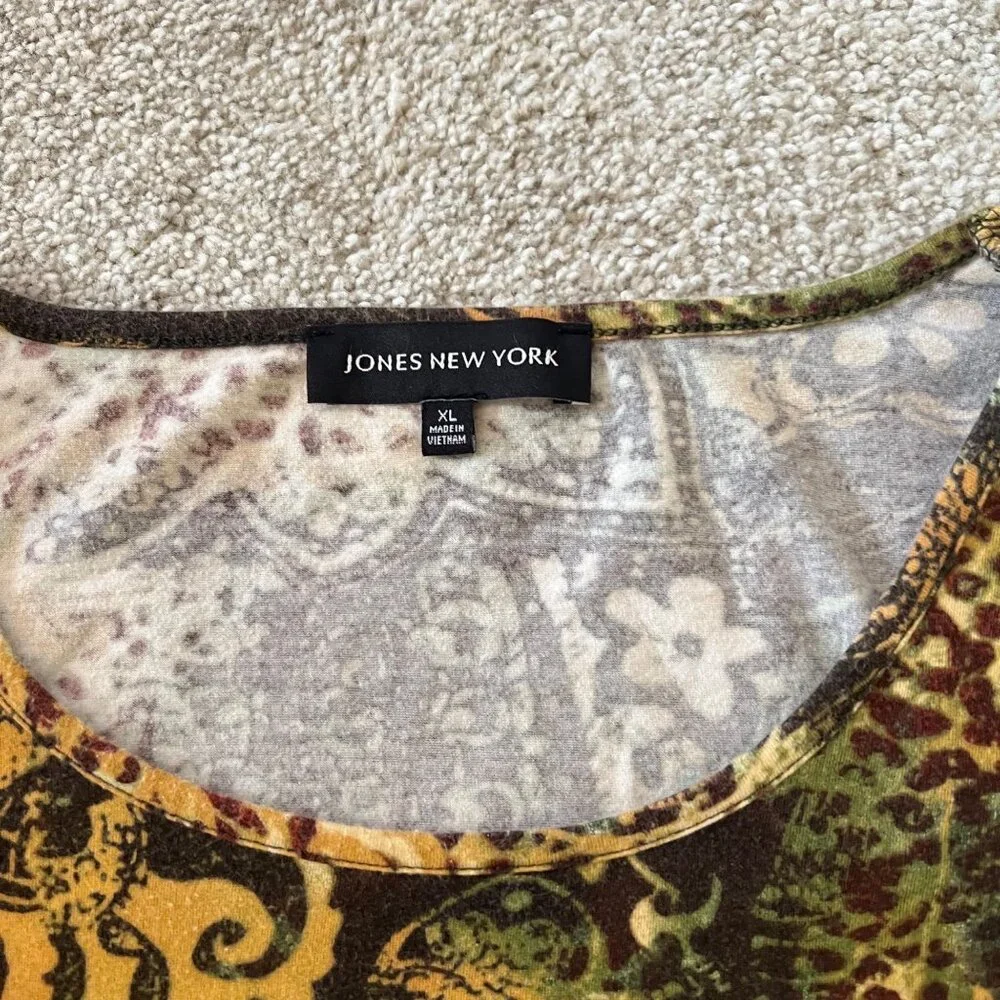 Vintage Jones New York Cheetah Abstract Cotton Top - Picture 6 of 9